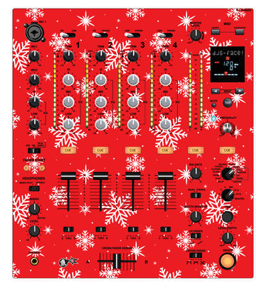 Pioneer DJ DJM 700 Skin X-MAS Red Snowflakes